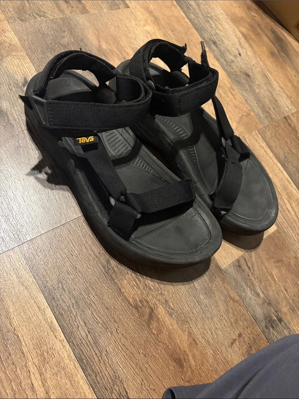 Teva Black Adjustable Sport-Strap Platform Sandals